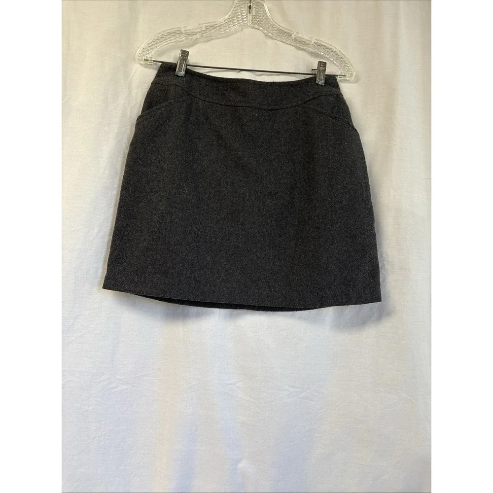 Old Navy Vintage Mini Skirt Womens 6 Charcoal Gray Wool Blend Pockets Preppy